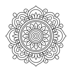 Simple mandala coloring page for adults and kids, ideal for meditative coloring, stress relief, mindfulness and creative relaxation. Perfect printable art for therapy and calming activities.