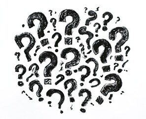 Obraz premium Cluster of hand-drawn question marks