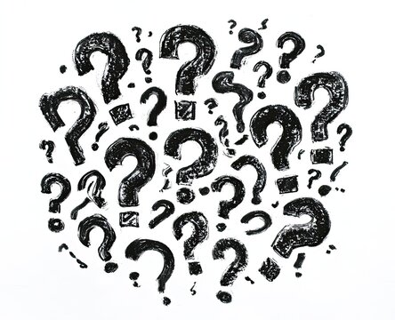 Cluster of hand-drawn question marks
