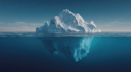 Iceberg half submerged in water