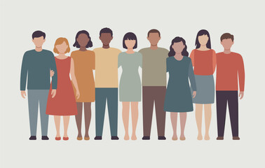 Fototapeta premium A diverse group of men and women stand together, illustrating community and unity.