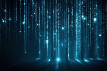 Abstract digital rain of binary code