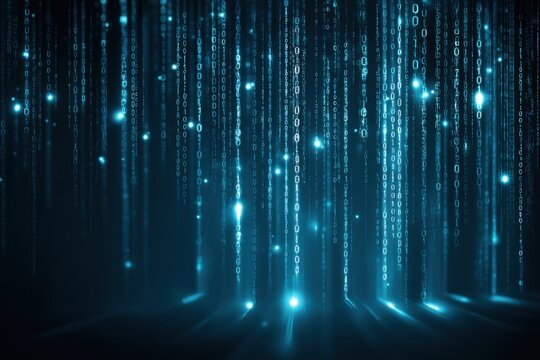 Abstract digital rain of binary code