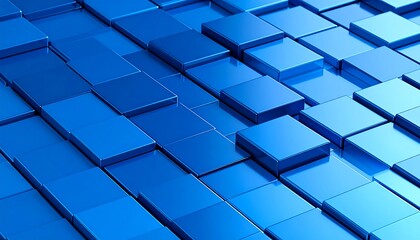 Abstract geometric pattern of overlapping blue squares