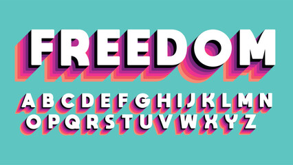 long 3d cascade colorful effect bold typography