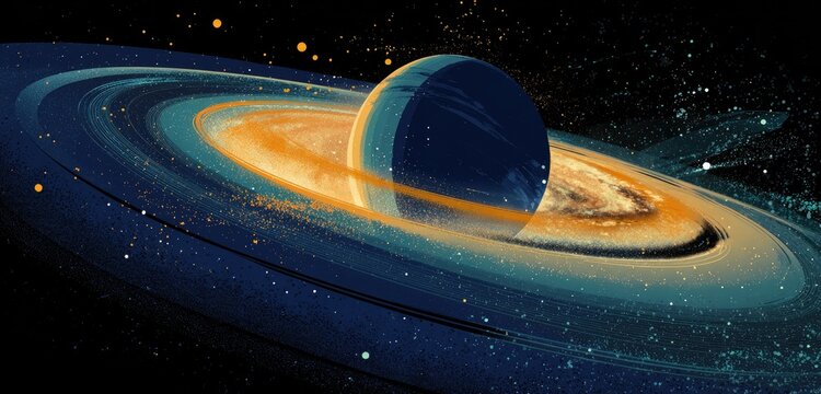 Colorful ringed planet in deep space - Powered by Adobe