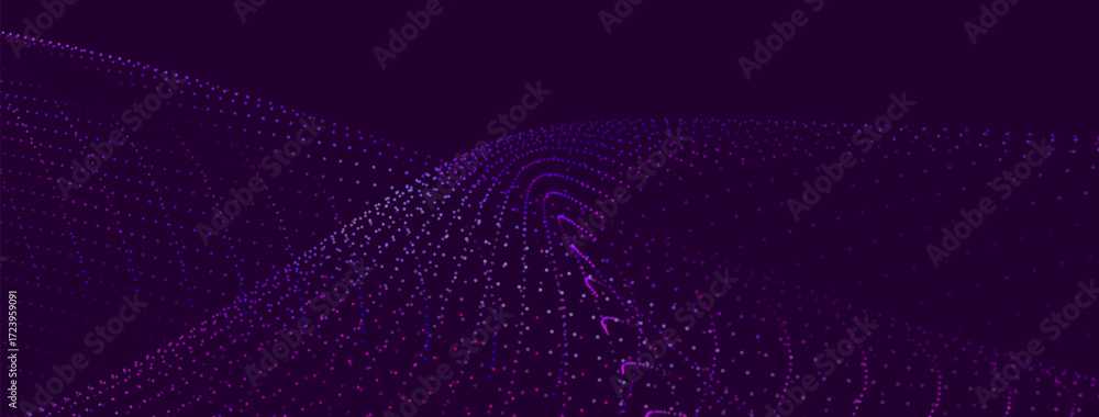 Poster futuristic dot wave. abstract digital particle wave. technology background. colored musical wave. da