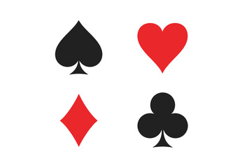 Four standard playing card suits including spades hearts diamonds and clubs.