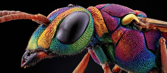 Extreme close-up of a colorful insect