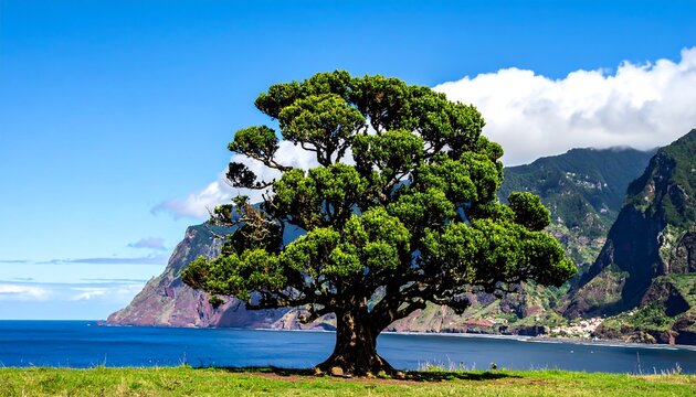 Coastal landscape with a large tree - Powered by Adobe