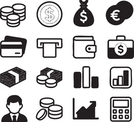 Financial Icons Set Business Finance Graphics Money Management Illustrations.