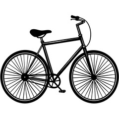 Classic City Bike Silhouette – Black Vector Illustration of Vintage Cruiser Bicycle with Spoked Wheels.