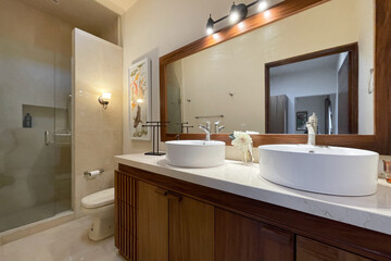 Modern bathroom interior, elegant bathroom Guadalajara, Jalisco, Mexico, June 24, 2024.