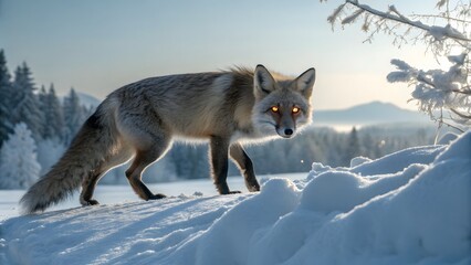 Fototapeta premium Fox in a winter landscape