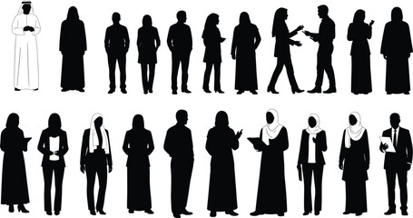 Diverse Professional Silhouettes – Cultural, Business, and Traditional Attire for Workplace, Team, Communication, Identity, Inclusion, and Global Representation Concepts