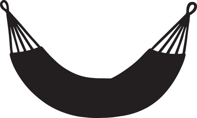Hammock silhouette vector, relaxing outdoor leisure furniture, minimal summer holiday design illustration