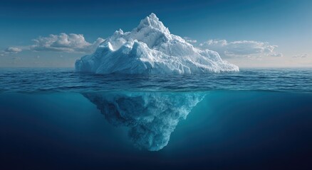 Fototapeta premium Iceberg rising above and below the water's surface