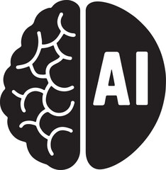 AI brain silhouette vector, artificial intelligence concept, minimal technology and neural design