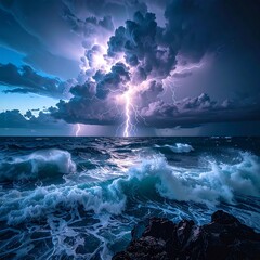 Dramatic storm over ocean