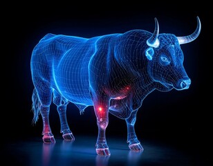 3D rendered bull with highlighted pain