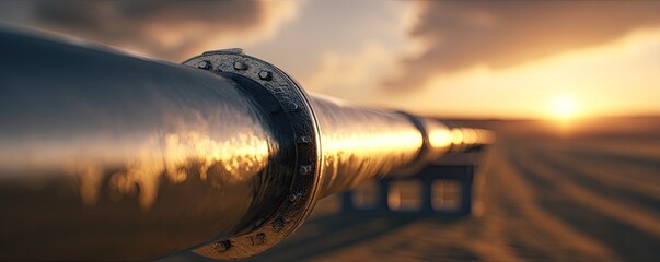 Industrial pipeline at sunset