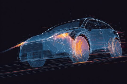 Futuristic car design, wireframe model