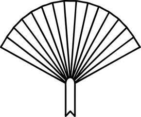 Minimal Line Drawing of Hand Fan Made of Palm Leaves Isolated Vector Illustration, Hand Drawn Traditional Fan Outline, Ethnic Craft and Folk Art Line Art Vector, Handheld Summer Fan 