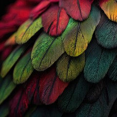Close-up colorful bird feathers