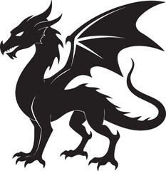 Dragon Silhouette Vector – Mythical Flying Beast Illustration