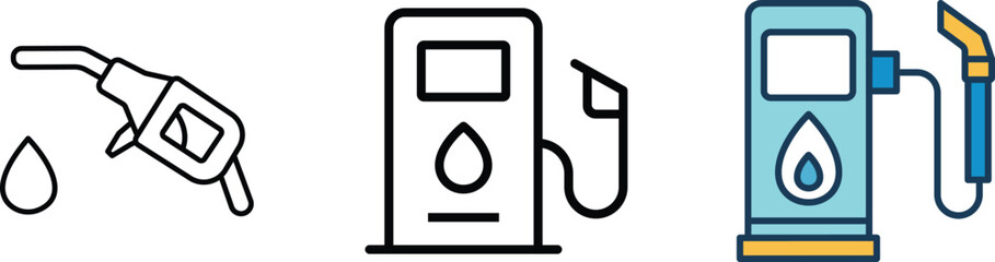 Fuel Pump Icon Set – Gas, Petrol, Station, Energy, Oil, Vehicle, Transport”