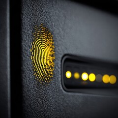 Close-up of a glowing fingerprint sensor