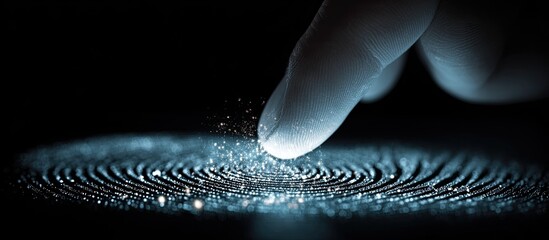 Fingertip interacting with a digital fingerprint