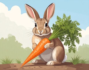 Cute rabbit holding a carrot (1)