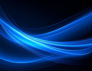 Abstract blue glowing waves on black background