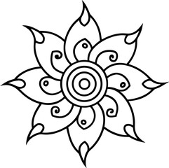 Decorative Line Art of Nakshi Kantha Spiral Motif Isolated Vector Illustration, Traditional Bengali Folk Embroidery Spiral Pattern, Hand Drawn Ethnic Textile Design Outline, Nakshi Kantha Decorative 