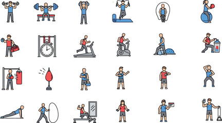 Fitness and Exercise Icons Gym Workout Vector Graphics