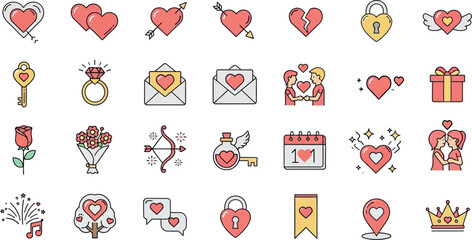 Love Icons Valentine's Day & Romance Vector Illustrations