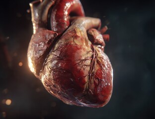 Close-up 3D model of a human heart