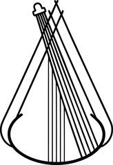 Abstract Line Drawing of Sarinda Strings Isolated Vector Illustration, Minimal Artistic Outline of Traditional String Instrument, Hand Drawn Folk Music Instrument Lines, Ethnic Sarinda Musical Strings