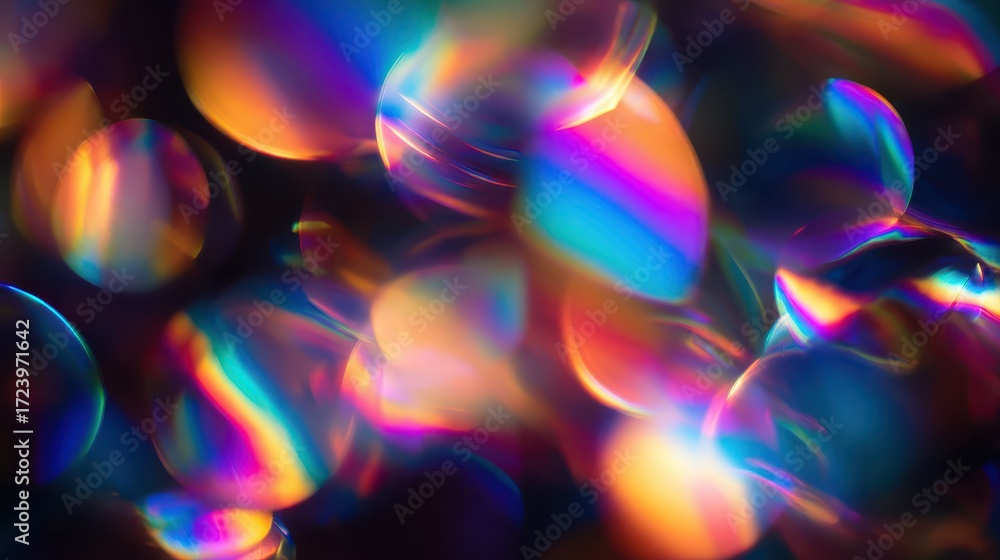 Poster Colorful Abstract Background with Bokeh Effect and Glowing Light Reflections