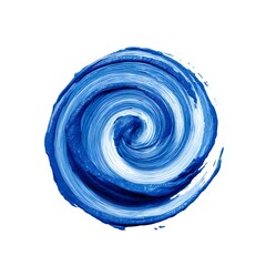 A circular swirl of blue paint. A swirl of vivid blue paint