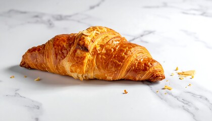 Golden croissant on marble