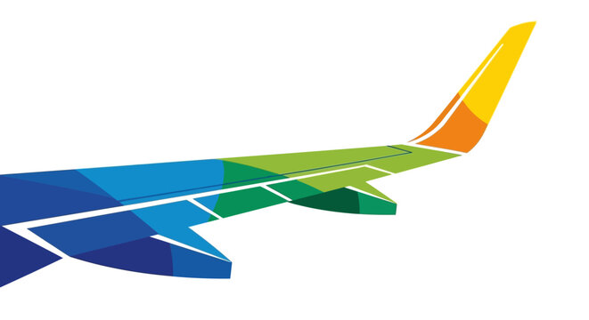 Colorful Airplane Wing Illustration with Geometric Design.