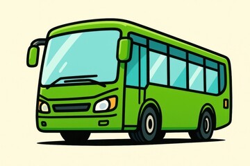 Bright green cartoon bus illustration