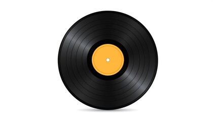 Black vinyl record with yellow center