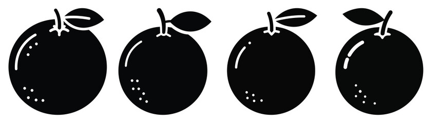 orange Icon Set, Vector illustration