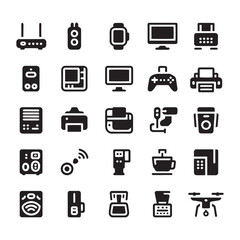 25 Modern Home Appliances and Electronic Devices Outline Icons 