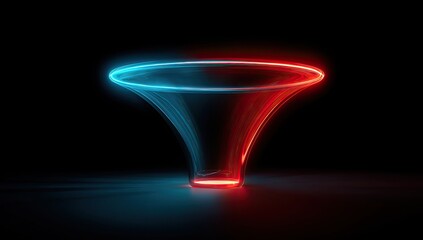 Neon funnel shape on a dark background