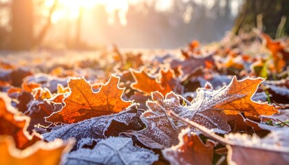 Frosty autumn leaves