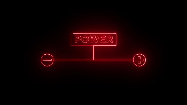 Animated neon power download icon progress for increasing value added to business product and service.